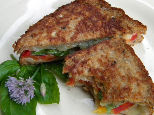 grilled cheese with tomato and basil