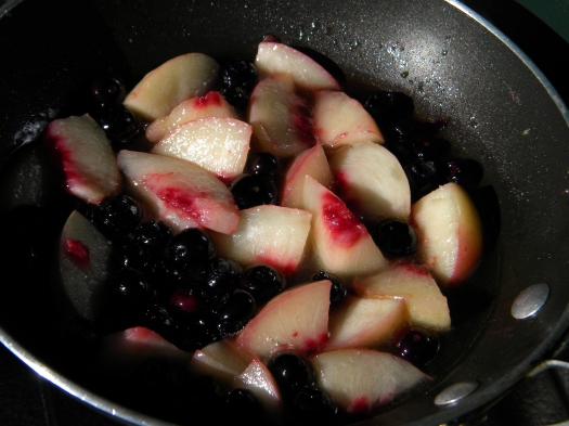 nectarines & blueberries in syrup
